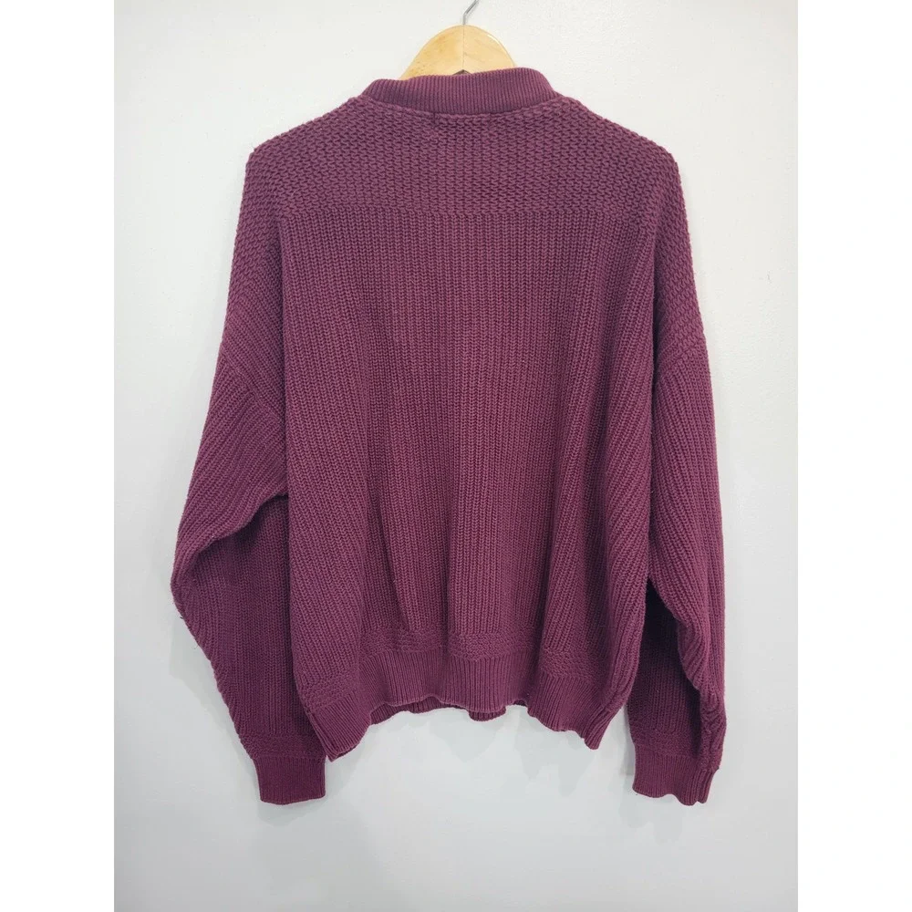 Eddie Bauer Mens Burgundy‎ Knit Pullover Sweater Shawl Collar Buttons XL - Picture 4 of 6